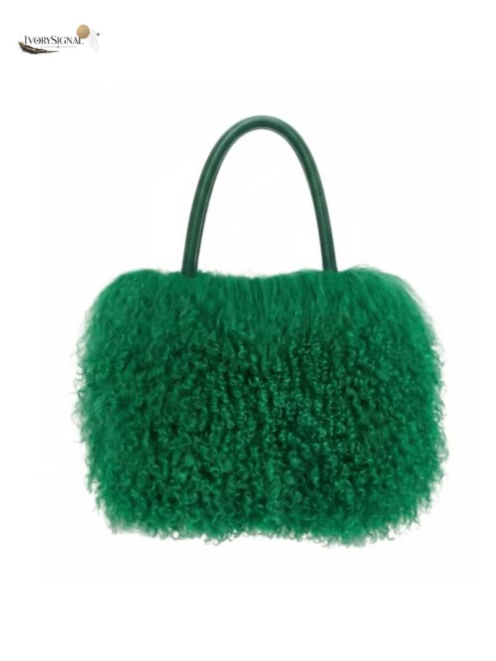 Real Mongolian Lamb Fur Purse Clutch Genuine Leather Handles